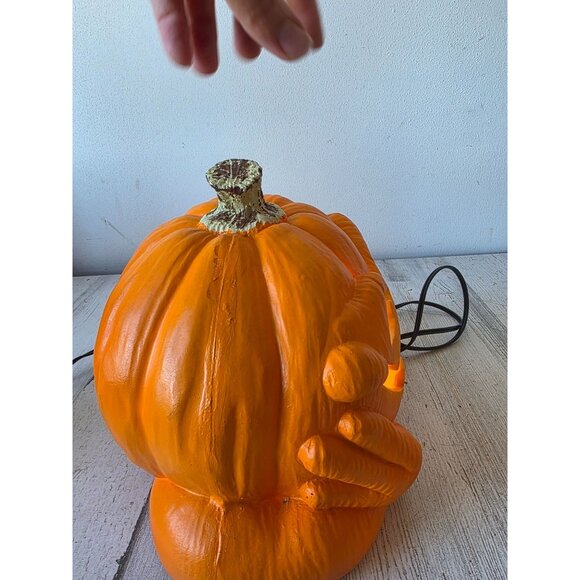 Light up pumpkin jack-o'-lantern Halloween decor table top vintage - Picture 4 of 8